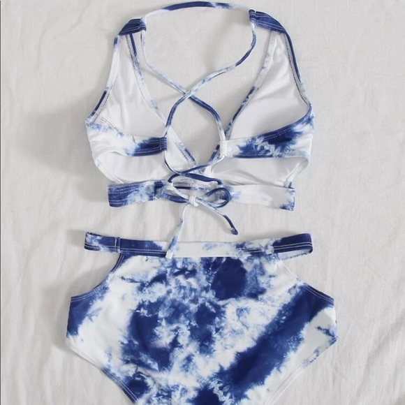 Bleach Dye Tie Back Bikini Swimsuit - Picture 2 of 3